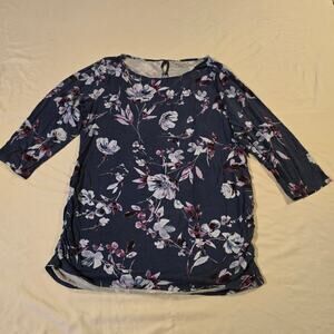 Motherhood Maternity Xl keyhole blue maternity floral top